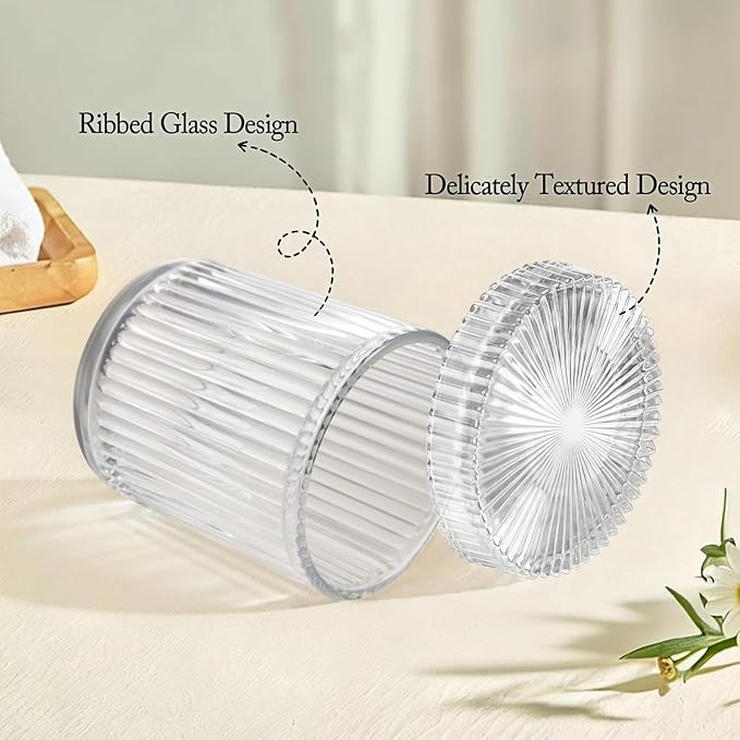 SheeChung 2-Pack Ribbed Glass Apothecary Jars - Image 3