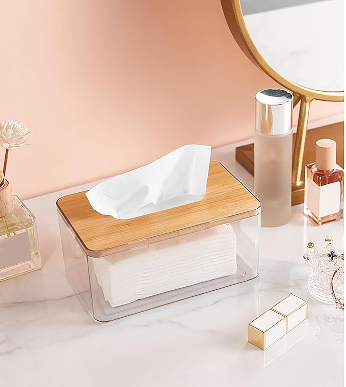 Acrylic Tissue Box Cover, Bamboo Dryer Sheet Holder, Wooden Rectangular Dryer - Image 6