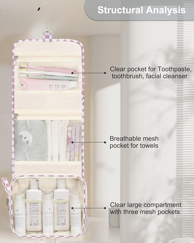 Small Hanging Toiletry Bag for Men and Women, Portable Hanging Organizer for - Image 7