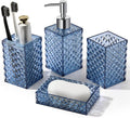 Bathroom Accessories Set, 4 Pack Blue Acrylic Bath Accessory Sets Complete by RYTOXILOBrightenUpYourHome