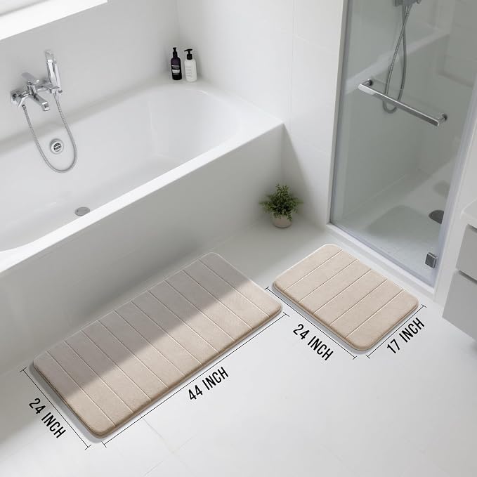 Yimobra Large Bath Mat Set 2 Piece- Super Soft Absorbent Quick Dry Memory Foam - Image 2