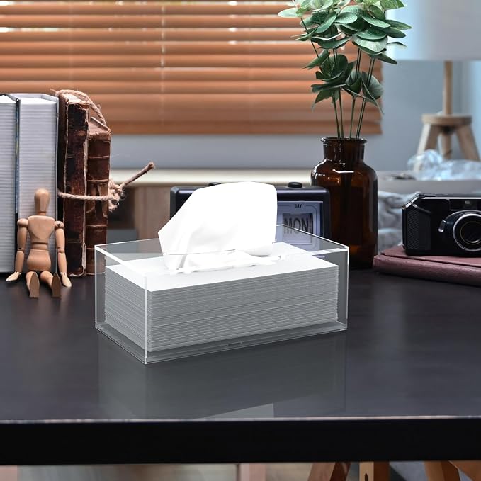 Acrylic Tissue Box Cover, PITBVO Facial Napkin Dispenser Holder Case Dryer - Image 4