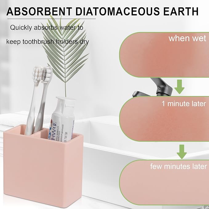 Diatomite Toothbrush Holder 2 Slots Tooth Brush Holder - Image 3