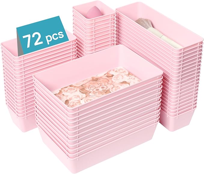Vtopmart 72 PCS Plastic Drawer Organizers Set, 4-Size Versatile Bathroom and by Vtopmart