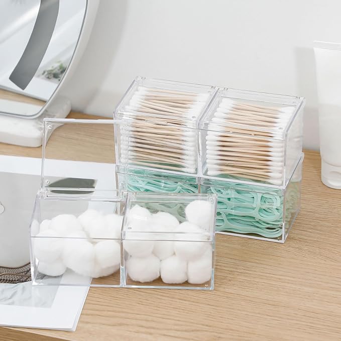 2 Pack Bathroom Container with Divider, Plastic Vanity Storage Canister Jars - Image 4