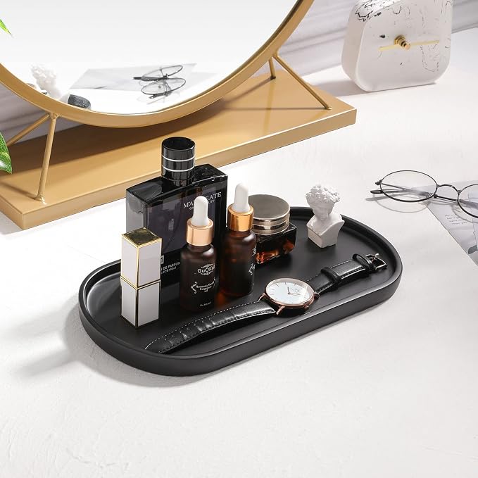 Luxspire Bathroom Vanity Tray for Countertop, Oval Kitchen Soap Dispenser and - Image 3