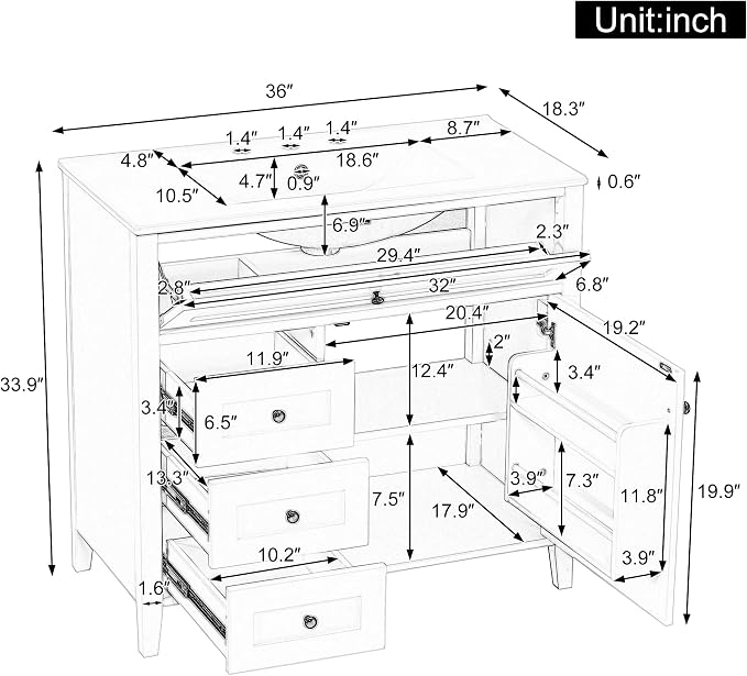 Harper & Bright Designs 36" Bathroom Vanity - Image 2