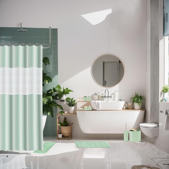 IMAVO Green Bathroom Set, Trash Can, Soap Dispenser, Soap Dish, Toothbrush - Image 7
