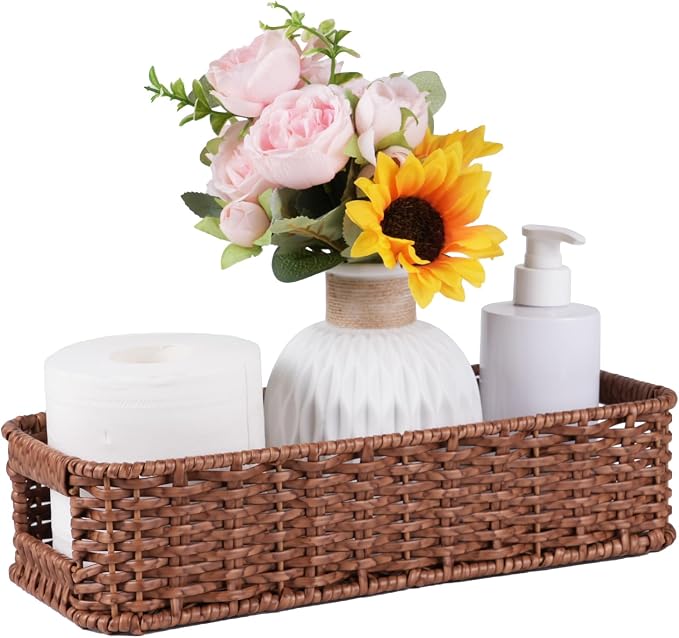 Toilet Tank Basket, Wicker Basket by UPINFREE