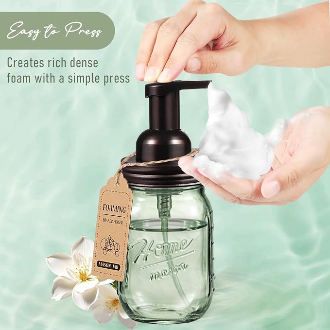SheeChung 16 Oz Mason Jar Foaming Soap Dispenser, Stainless Steel Lid, BPA Free - Image 4