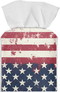 American Tie Dye Minimalist Tissue Box Holder, Square PU Leather Napkin by Pzuqiu