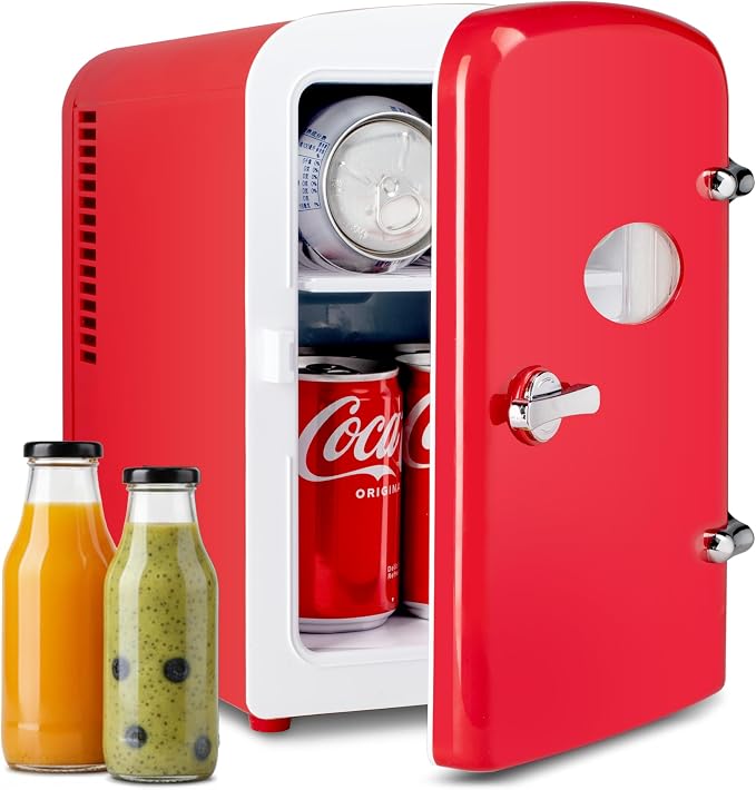 HealSmart 4L Mini Fridge with Observation Window, 6 Can Capacity, Freon-Free by HealSmart
