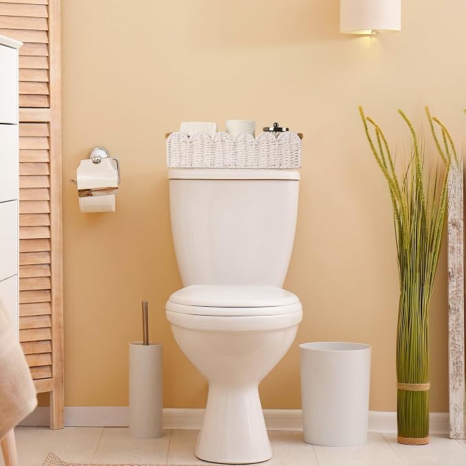 Toilet Paper Storage Basket Bathroom Counter Organizer Wicker Baskets - Image 3