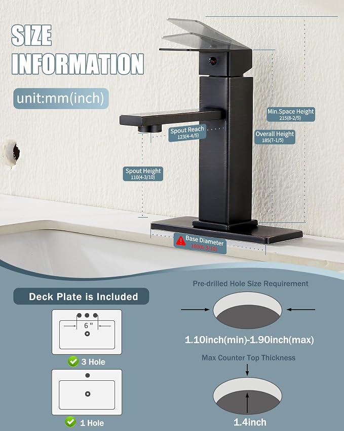 Bathroom Sink Faucet, Oil Rubbed Bronze Bathroom Sink Faucets & Parts, Single - Image 8