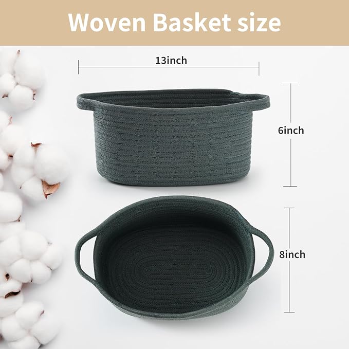 Cute Woven Storage Basket with Handle – Hunter Green Empty Gift Burr Basket - Image 2
