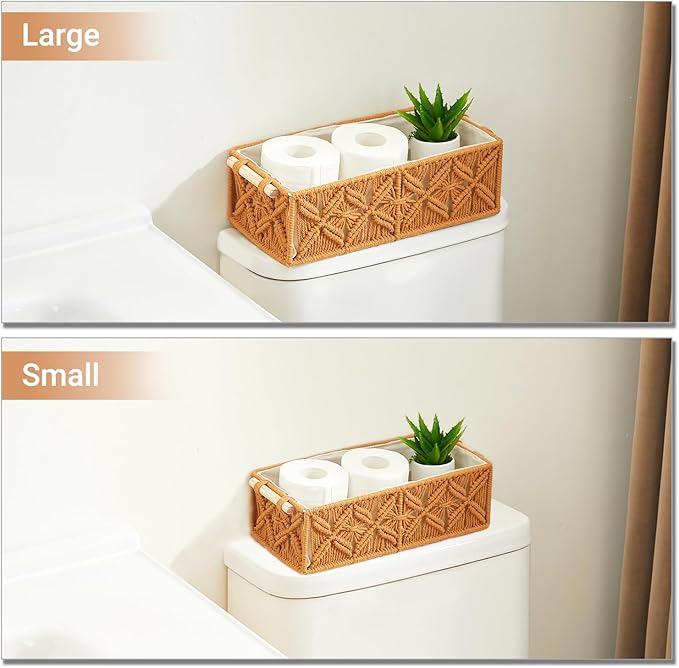 Nonam Macrame Storage Baskets, Boho Decor Style Woven Storage Boxes - Image 5
