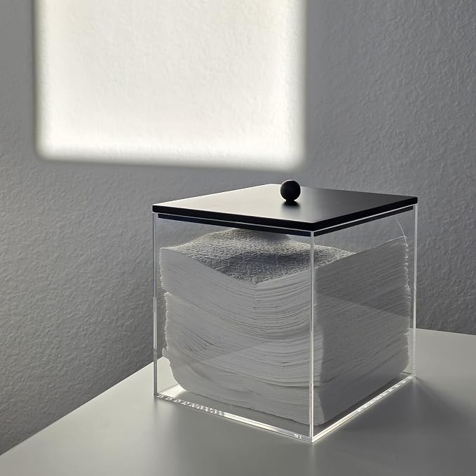 Puricon Acrylic Disposable Facial Towels Holder, Face Towelettes Container - Image 4