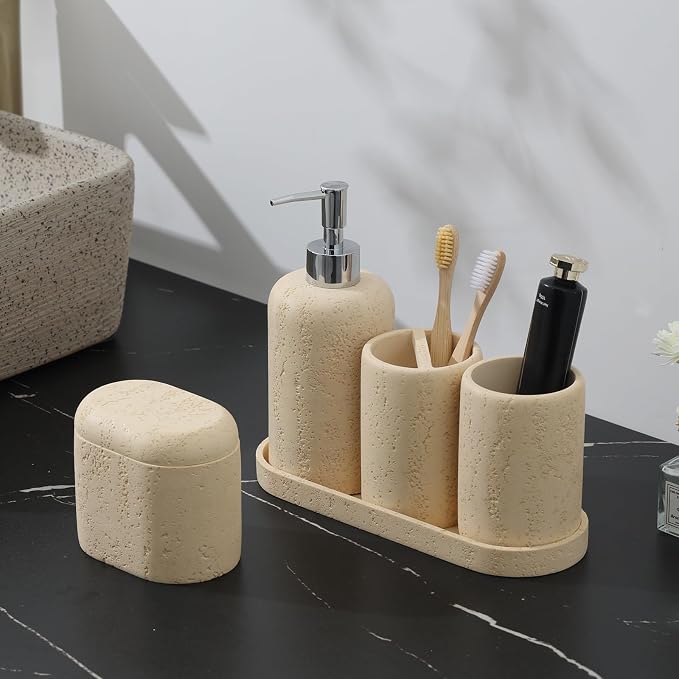 Bathroom Accessories Set, Mouthwash Cup & Toothbrush Holder, Qtip Holder - Image 2