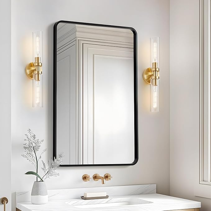 2 Light Bathroom Wall Sconce Set of 2, Modern Farmhouse Brushed Brass Gold - Image 8