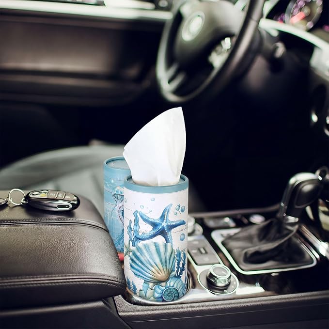 12 Pack Summer Ocean Car Tissue Cylinder Holder Bulk - Image 2