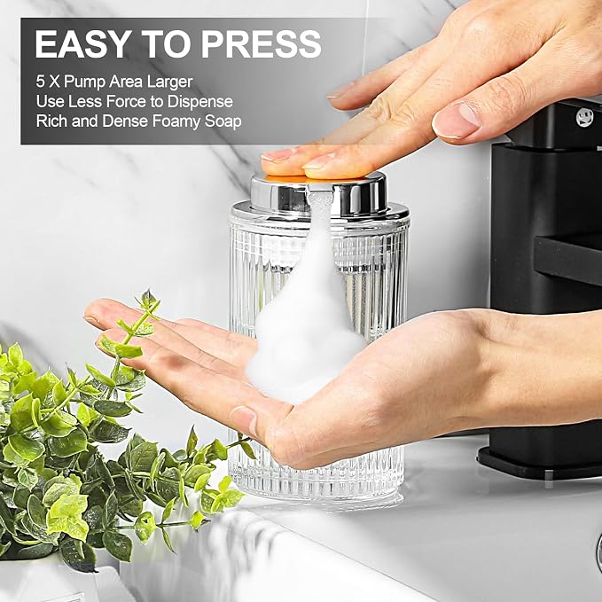 Foaming Soap Dispenser, 11 Fl Oz Clear Glass Foam Hand Soap Dispenser - Image 4