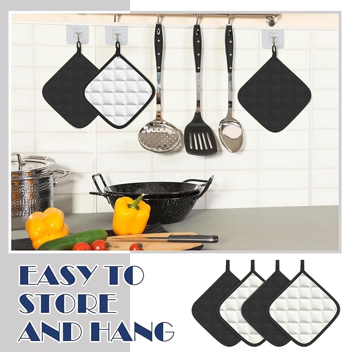 Bokon 12 Pcs Pot Holders for Kitchen, Heat Resistant Cotton Hot Pad Oven Mitts - Image 5