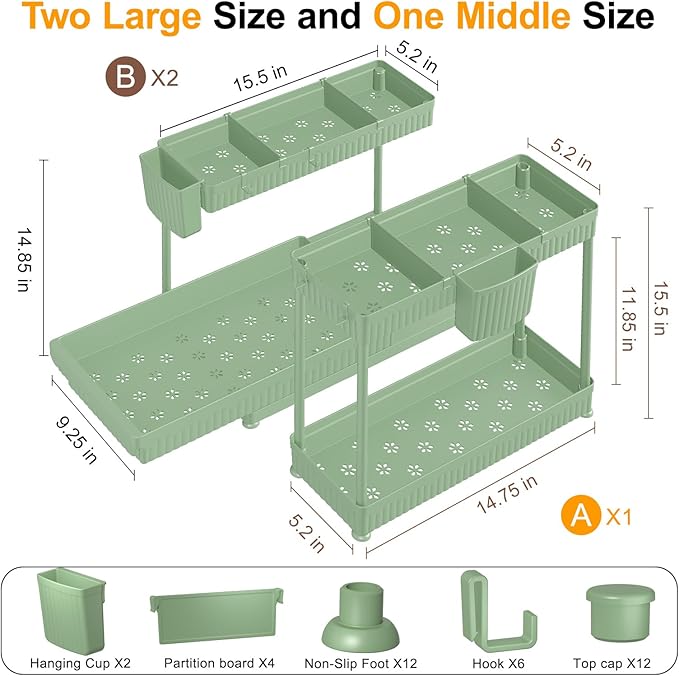 3 Pack Multi-Purpose Under Sink Organizers and Storage, 2026 L-Shaped Pull Out - Image 6