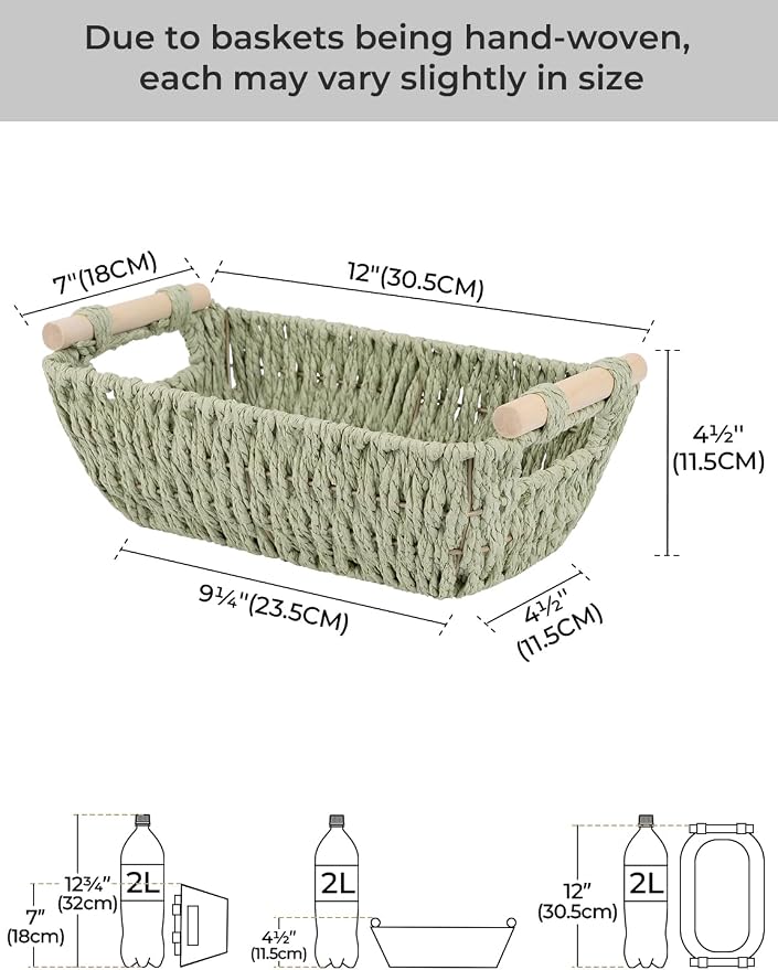 StorageWorks Round Paper Rope Woven Basket - Image 2
