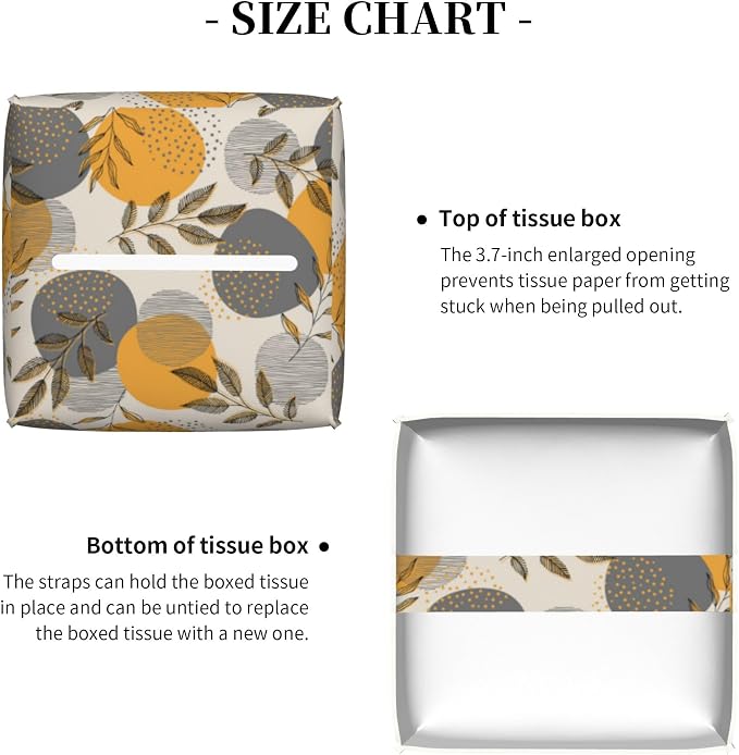 Boho Abstract Leaves Tissue Box Cover Square, Linear Boho Leaves and Geometric - Image 5