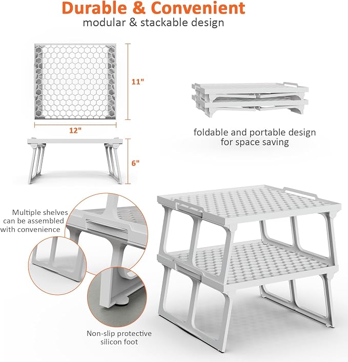 ums Plastic Kitchen Cabinet Shelf Organizer, Shelf Riser, Usable Storage Rack - Image 4