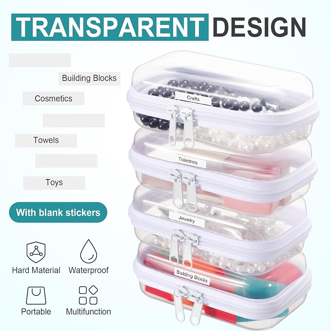 Sanwuta 10 Pcs Hard Zipper Case Clear Hard Pouches Plastic Zipper Pencil Box - Image 5