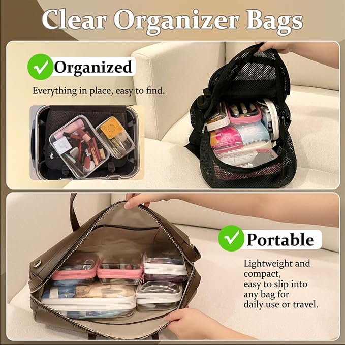 4 pcs Clear Zipper Pouches, Hard Shell Zipper Case, Toiletry Bag - Image 3