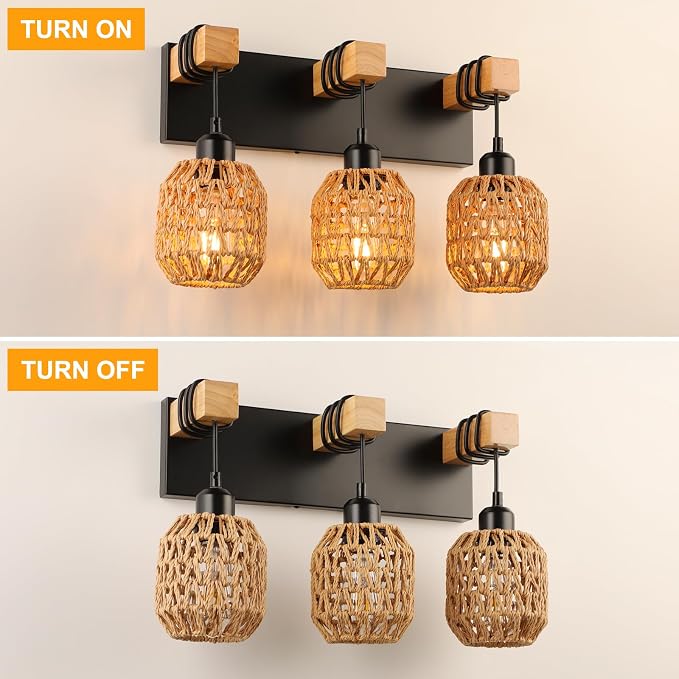 Bathroom Vanity Light Fixtures, 3-Light Farmhouse Bathroom Light Over Mirror - Image 3