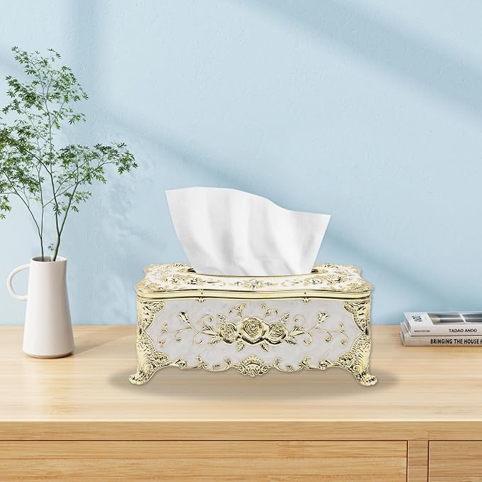 Geesatis Tissue Box Cover Tissue Box Holder Facial Tissue Paper Organizer - Image 5