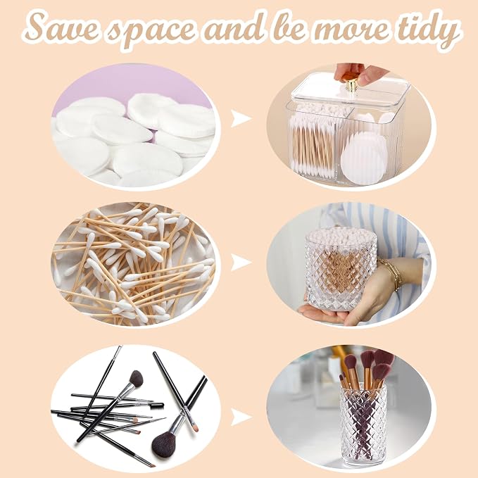3 Pcs Qtip Holder Dispenser Bathroom Set Cotton Ball Holder Cotton Swabs/ball - Image 5