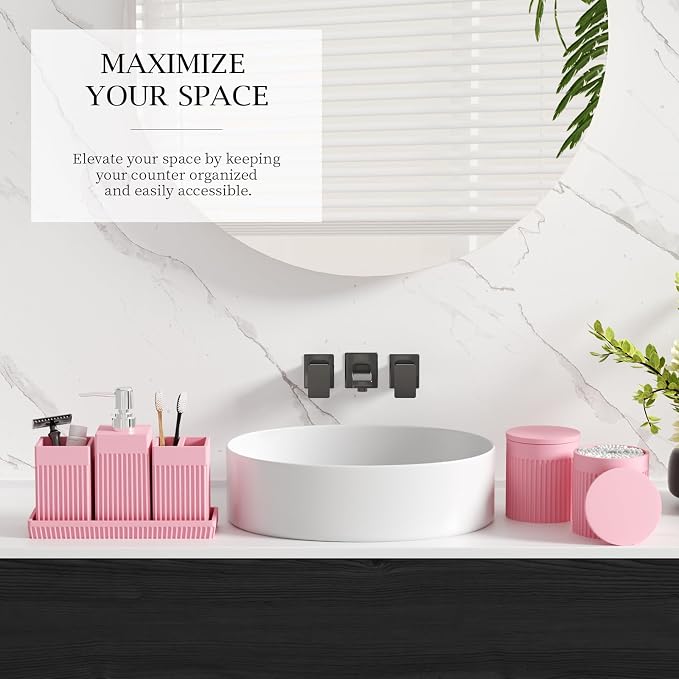6-Piece Pink Bathroom Set - Image 6