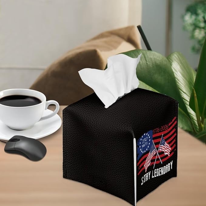 250 Years Tissue Box Holder Waterproof PU Leather Square Modern Tissue Box Cover - Image 4