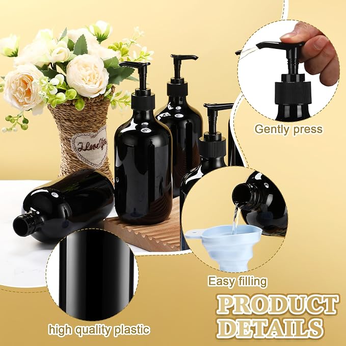 Sliner 6 Pcs Shampoo and Conditioner Dispenser Bottles 16.9 oz Plastic Shower - Image 3