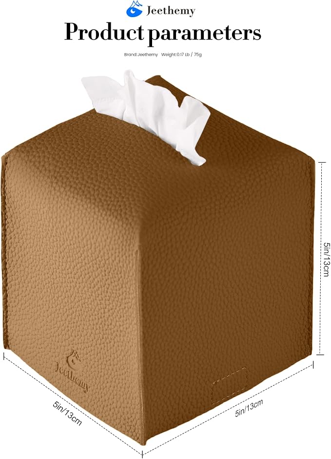 Tissue Box Cover, Jeethemy Square PU Leather Tissue Box Holder, Modern Tissue - Image 5