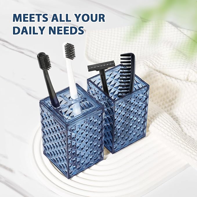 Bathroom Accessories Set, 4 Pack Blue Acrylic Bath Accessory Sets Complete - Image 4