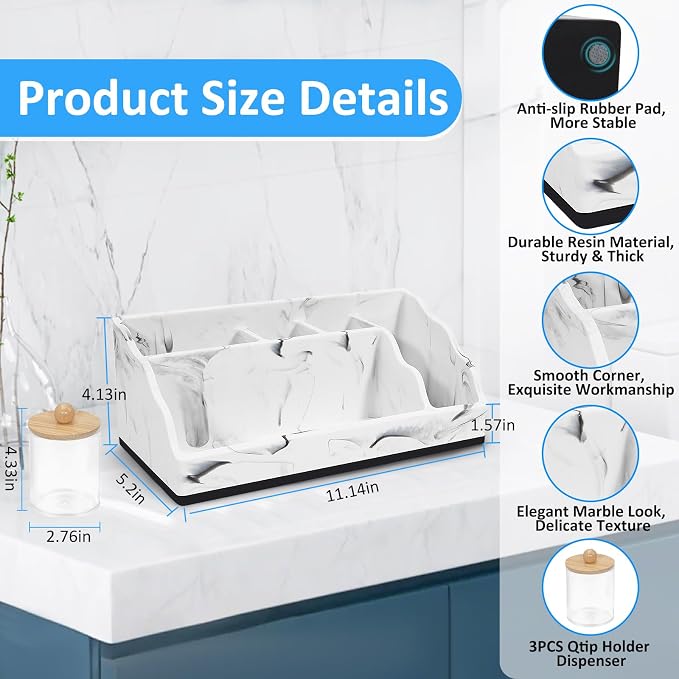 Marble Toothbrush Holder for Bathroom Organizer Countertop, Toothbrush Organizer - Image 5