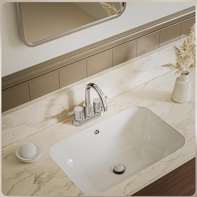 Phiestina Brushed Nickel 4 Inch 2 Handle Centerset Lead-Free Bathroom Sink - Image 9