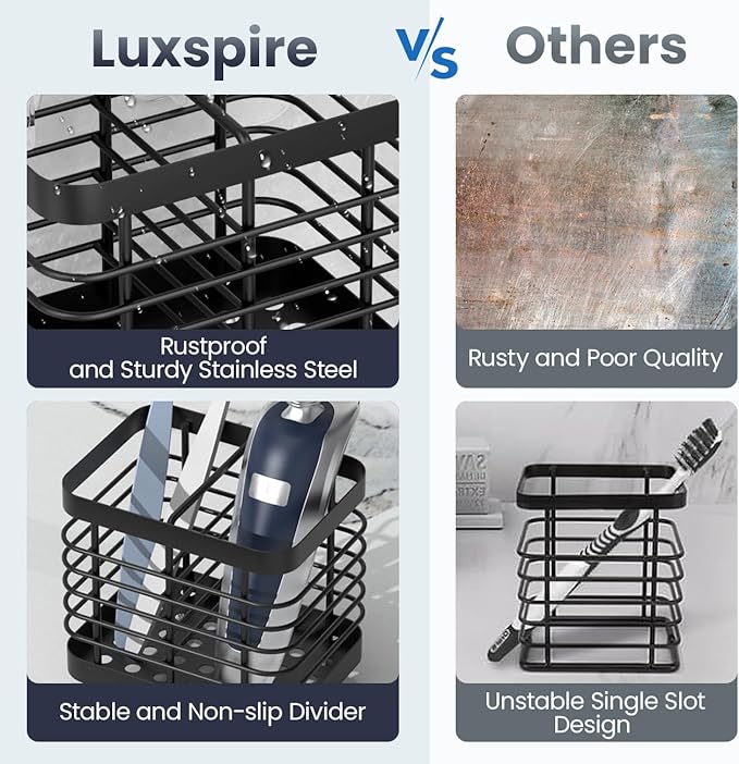 Luxspire Toothbrush Holders for Bathroom, Stainless Steel Electric Toothbrush - Image 4