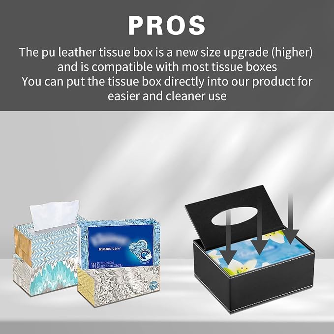 Multifunction PU Leather Tissue Box Cover Rectangular Upgrade Large Size - Image 3