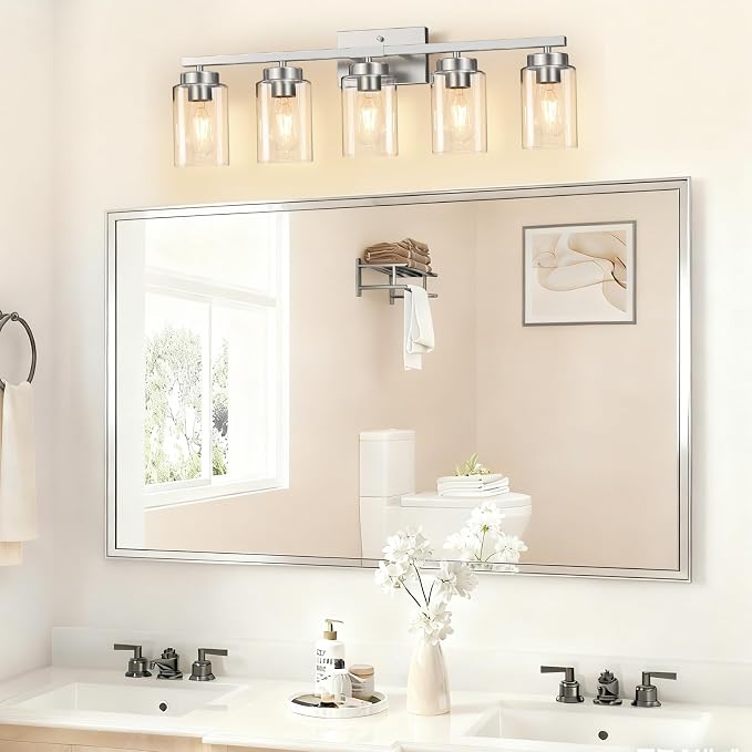 IZORRO Modern Bathroom Light Fixtures, 5 Light Brushed Nickel Vanity Lights - Image 7