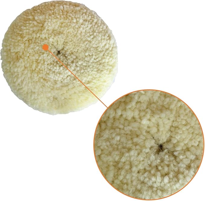 Wool Buffing Pad Kit 7Inch 3PCS, 100% Natural Wool Car Auto Hook and Loop Grip - Image 4