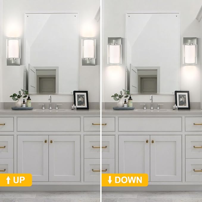 Wall Sconces Set of Two: Bathroom Sconce of 2, E26 Base Hardwired Farmhouse - Image 3