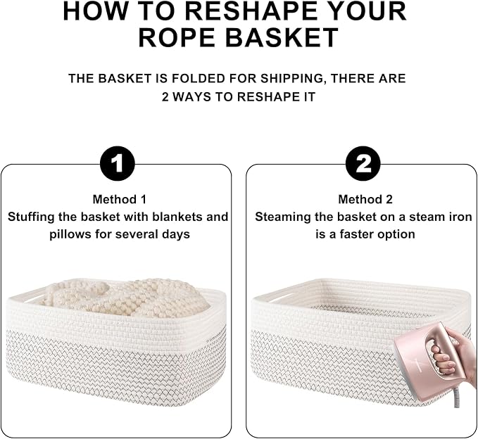 Storage Baskets for Organizing 3 Pack, Woven Baskets for Shelves, Closet - Image 8