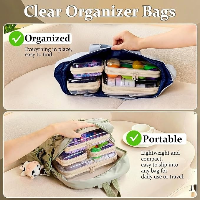 4 pcs Clear Zipper Pouches, Hard Shell Zipper Case, Toiletry Bag - Image 2