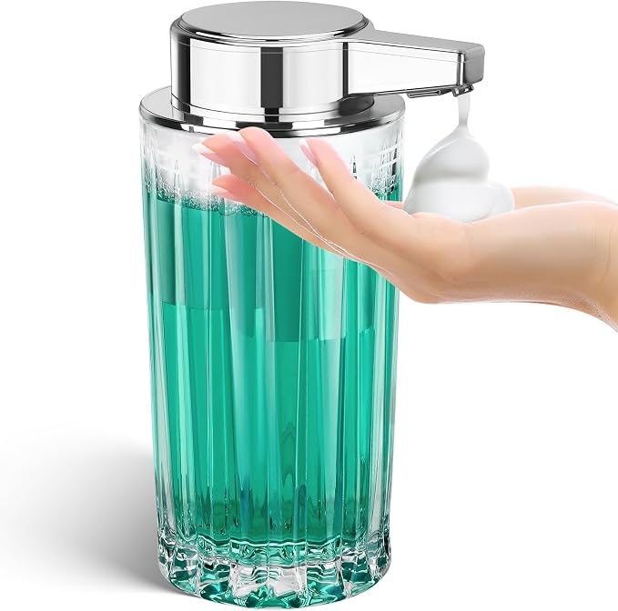 Automatic Soap Dispenser Foam for Kitchen: 11 OZ Glass Touchless Clear Auto by BLANCEL